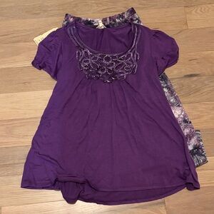 ONE WORLD Purple Embellished Top